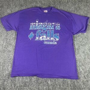 Vintage Hanes Heavyweight Niagara Falls Purple Graphic Cotton T-Shirt (XL)